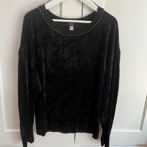 We The Free / Free people Milan Layering Top Velvet Textured Velour Black- NWT
